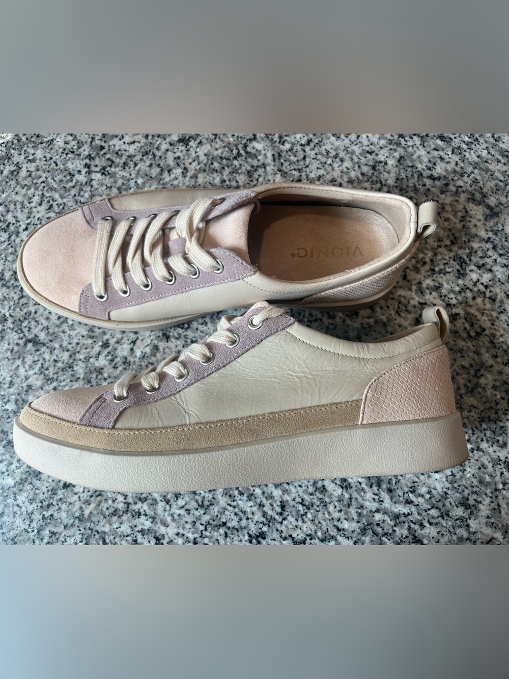 Vionic Winnie Pastel Pink and Lavender Women's Lace-Up Sneakers
